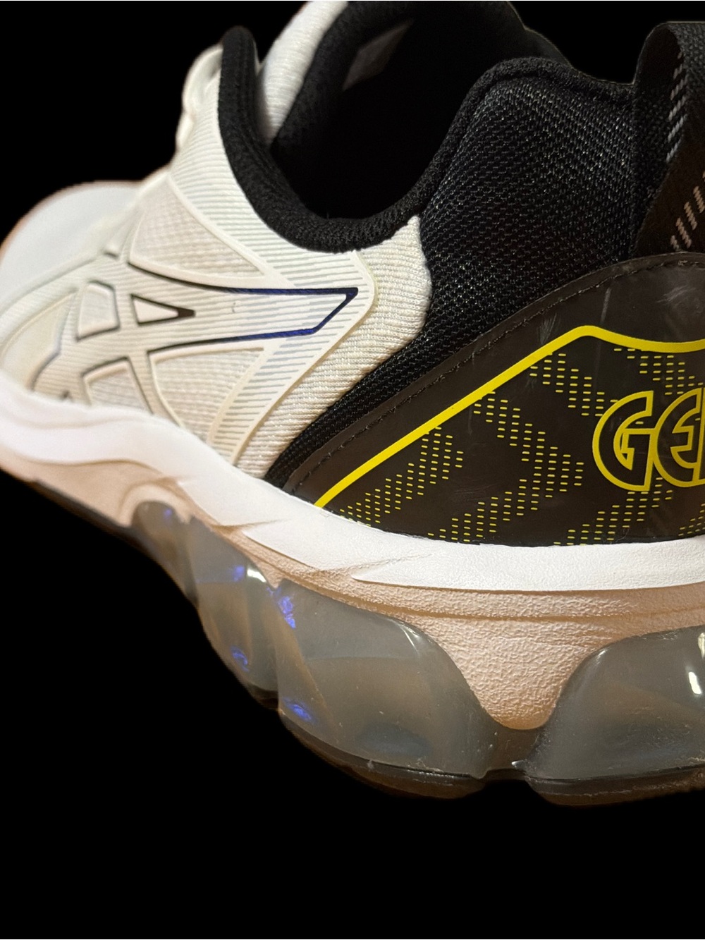Asics White Black Athletic Running Sneakers with Yellow Trim - Picture 12 of 14